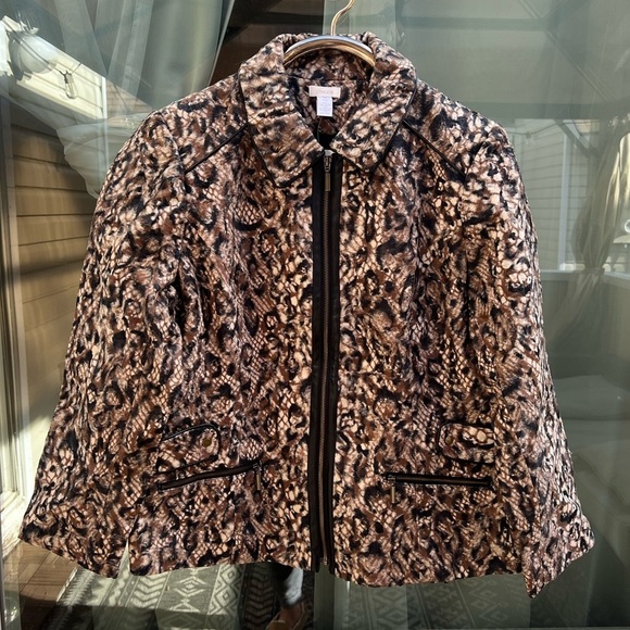 ⚫️ NEW CHICOS QUEEN OF ELEGANCE ANIMAL PRINT FUR MARGARET JACKET retails $249 - Picture 5 of 16